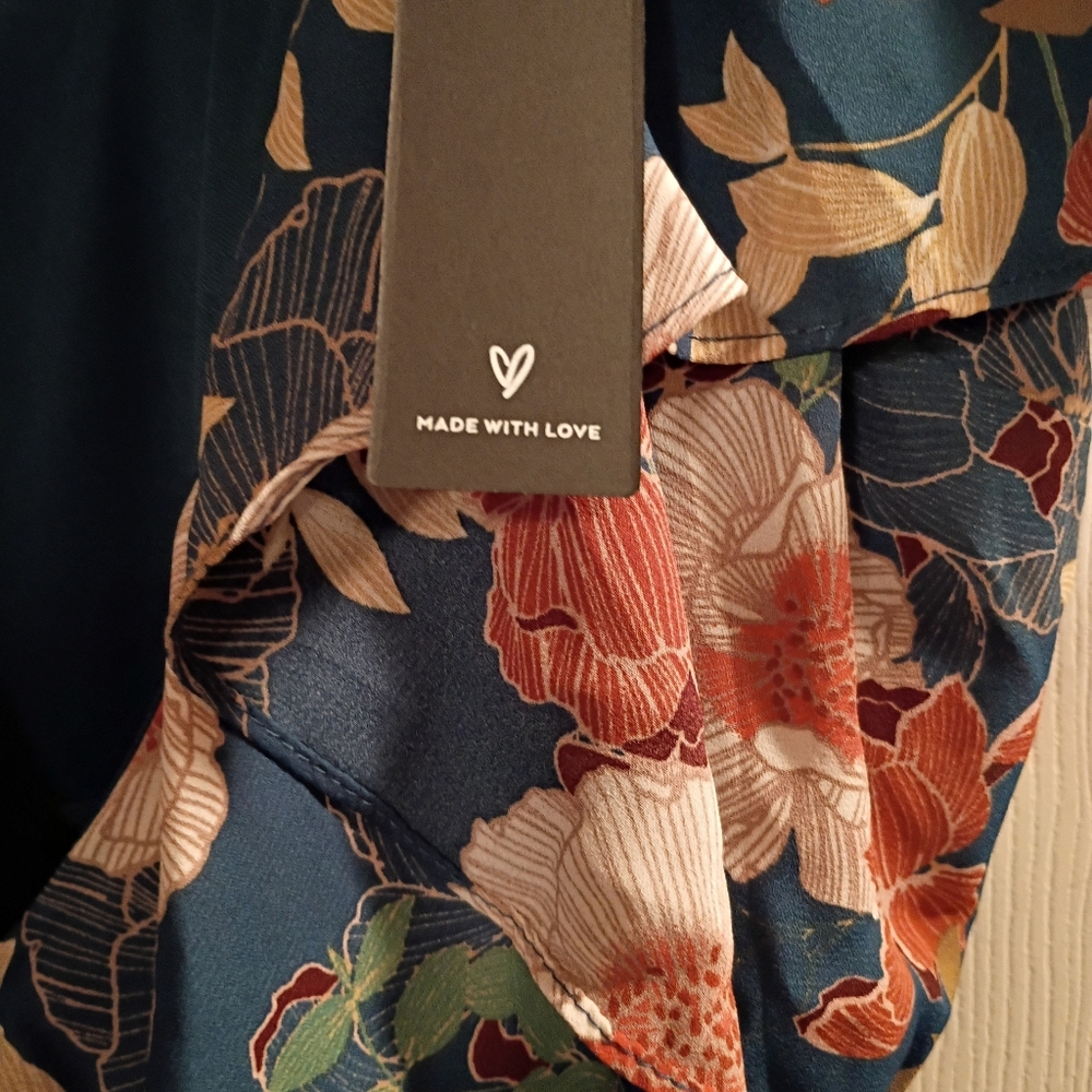NWT Lulu's Floral Of Shoulder Chiffon Wrap Dress - Picture 5 of 11